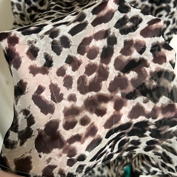 Vince Camuto Sz 10 Leopard Print Button Down Dress Elastic Drawstring Waist - Picture 11 of 12